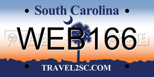 WEB166 South Carolina License Plate