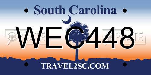 WEC448 South Carolina License Plate