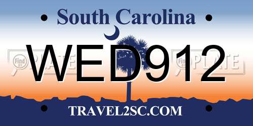 WED912 South Carolina License Plate