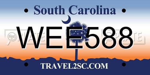 WEE588 South Carolina License Plate