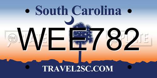 WEE782 South Carolina License Plate