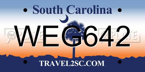 WEG642 South Carolina License Plate
