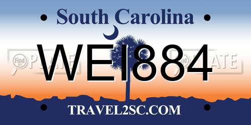WEI884 South Carolina License Plate