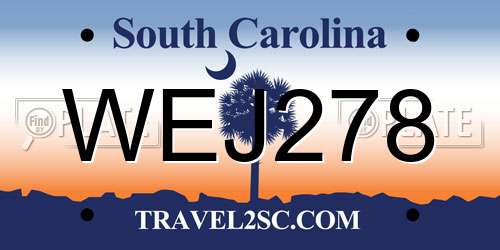 WEJ278 South Carolina License Plate
