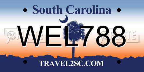 WEL788 South Carolina License Plate