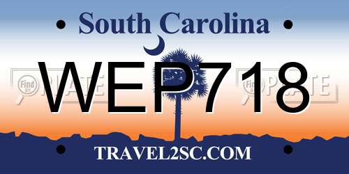 WEP718 South Carolina License Plate