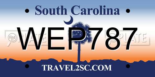 WEP787 South Carolina License Plate