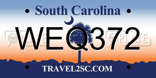 WEQ372 South Carolina License Plate