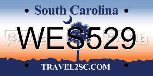 WES529 South Carolina License Plate