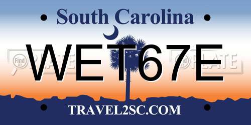 WET67E South Carolina License Plate
