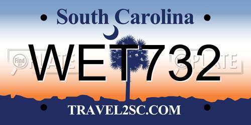 WET732 South Carolina License Plate