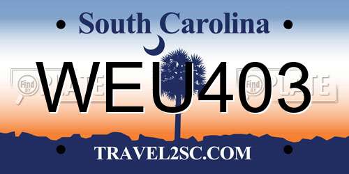 WEU403 South Carolina License Plate