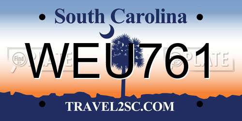 WEU761 South Carolina License Plate