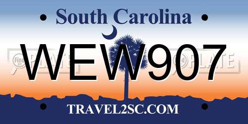 WEW907 South Carolina License Plate