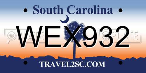 WEX932 South Carolina License Plate