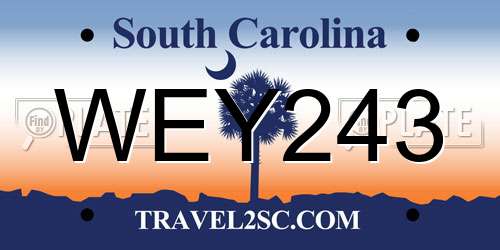 WEY243 South Carolina License Plate