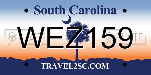 WEZ159 South Carolina License Plate