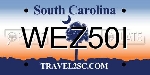 WEZ50I South Carolina License Plate