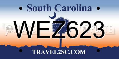 WEZ623 South Carolina License Plate