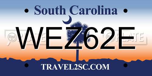 WEZ62E South Carolina License Plate