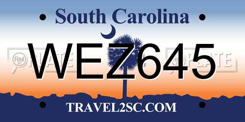 WEZ645 South Carolina License Plate