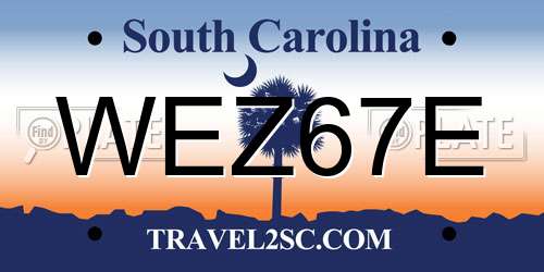 WEZ67E South Carolina License Plate
