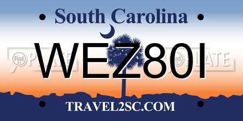WEZ80I South Carolina License Plate
