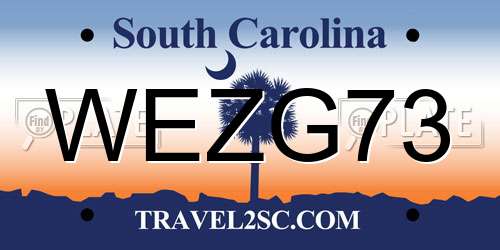 WEZG73 South Carolina License Plate