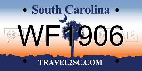 WF1906 South Carolina License Plate