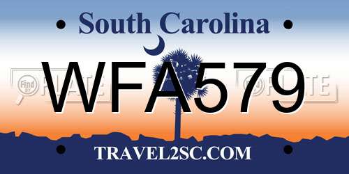 WFA579 South Carolina License Plate