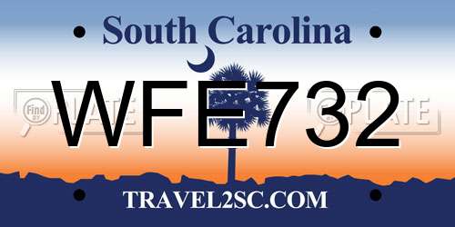 WFE732 South Carolina License Plate