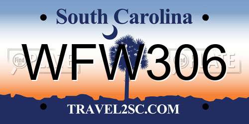 WFW306 South Carolina License Plate