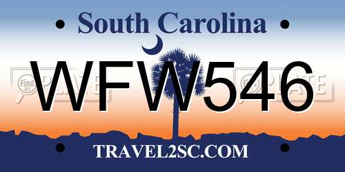 WFW546 South Carolina License Plate