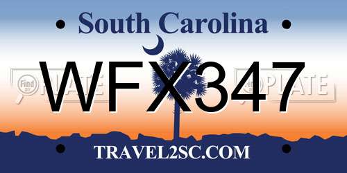 WFX347 South Carolina License Plate
