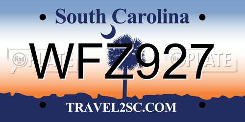WFZ927 South Carolina License Plate