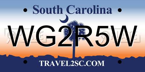 WG2R5W South Carolina License Plate