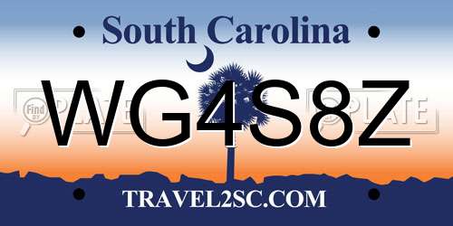 WG4S8Z South Carolina License Plate