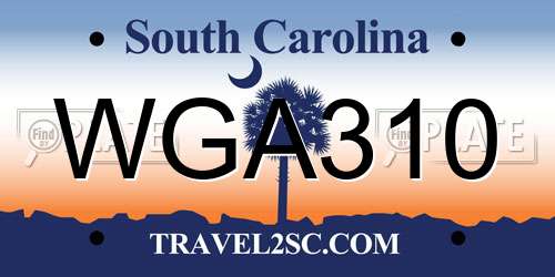 WGA310 South Carolina License Plate