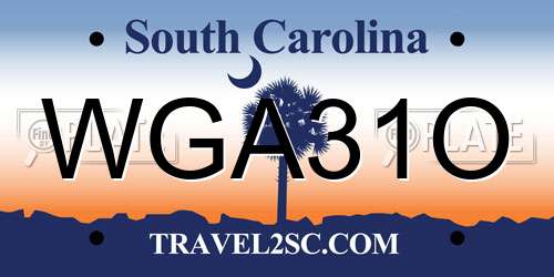WGA31O South Carolina License Plate