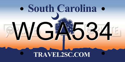 WGA534 South Carolina License Plate