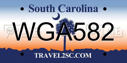 WGA582 South Carolina License Plate