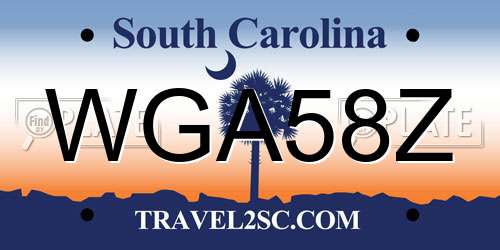 WGA58Z South Carolina License Plate
