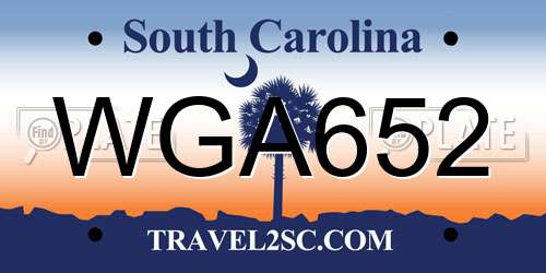 WGA652 South Carolina License Plate