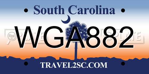 WGA882 South Carolina License Plate