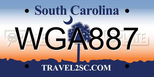 WGA887 South Carolina License Plate