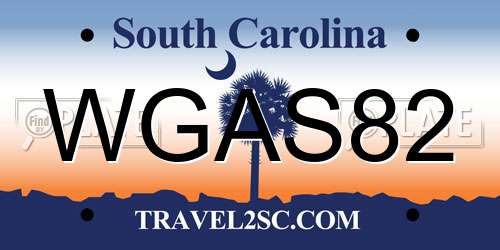 WGAS82 South Carolina License Plate