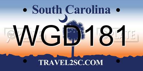 WGD181 South Carolina License Plate