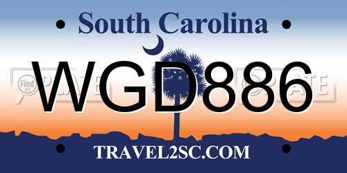 WGD886 South Carolina License Plate