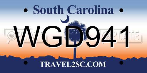 WGD941 South Carolina License Plate