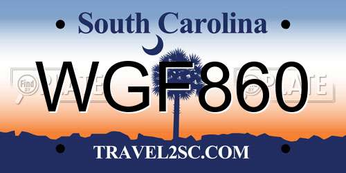WGF860 South Carolina License Plate